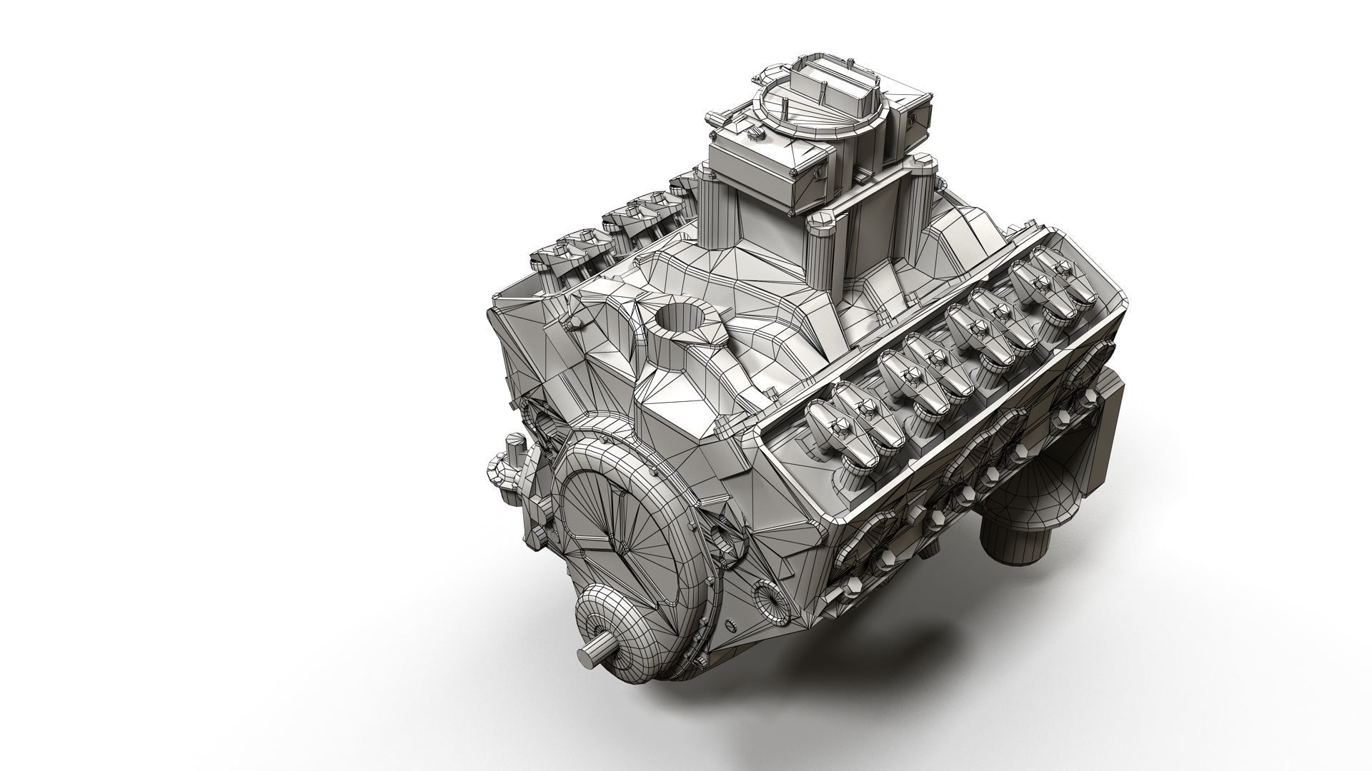 V8 muscle car engine Low-poly 3D model_19