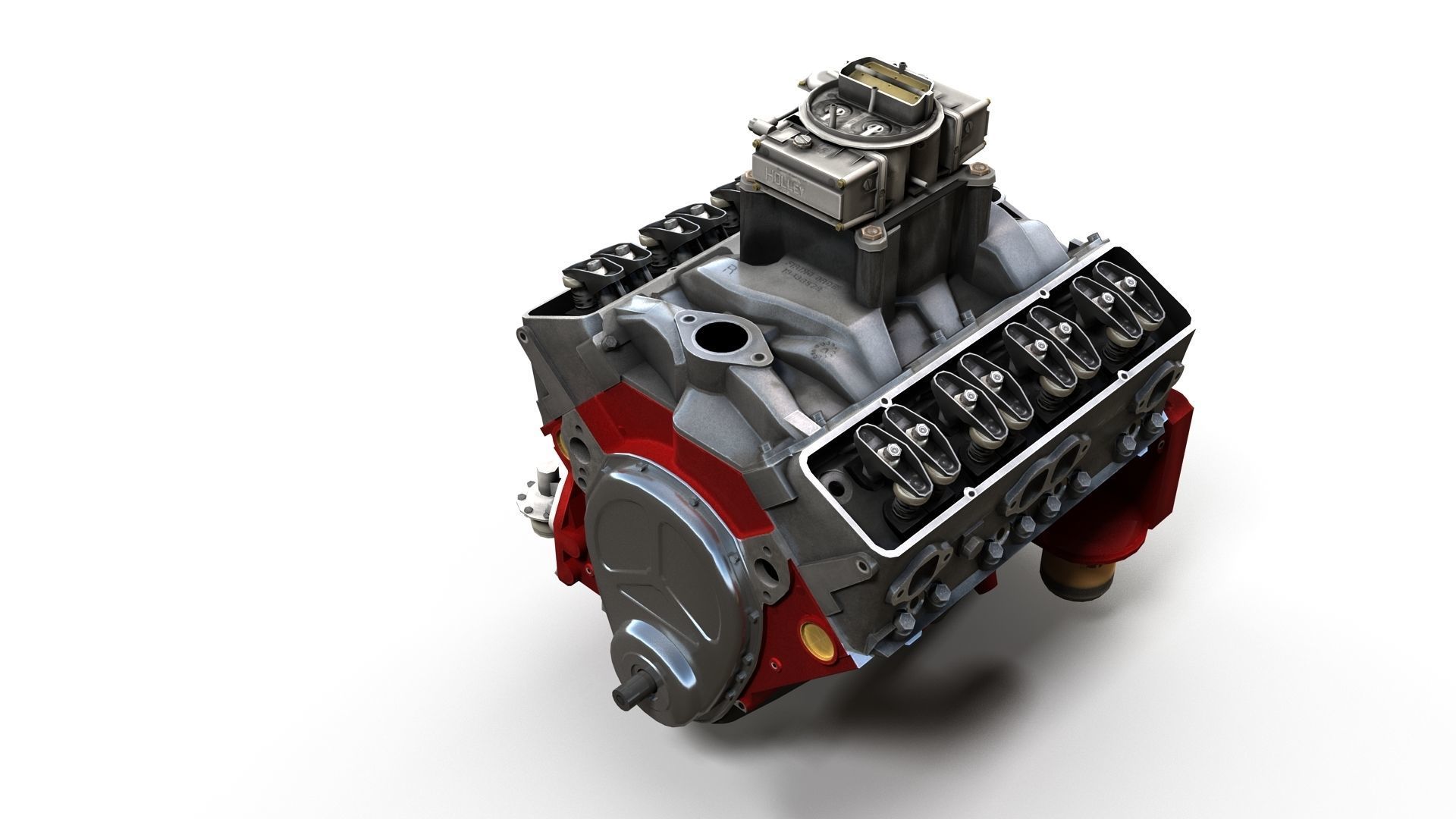 V8 muscle car engine Low-poly 3D model_9