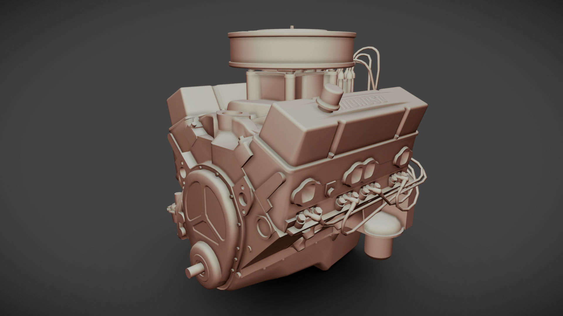 V8 muscle car engine Low-poly 3D model_28