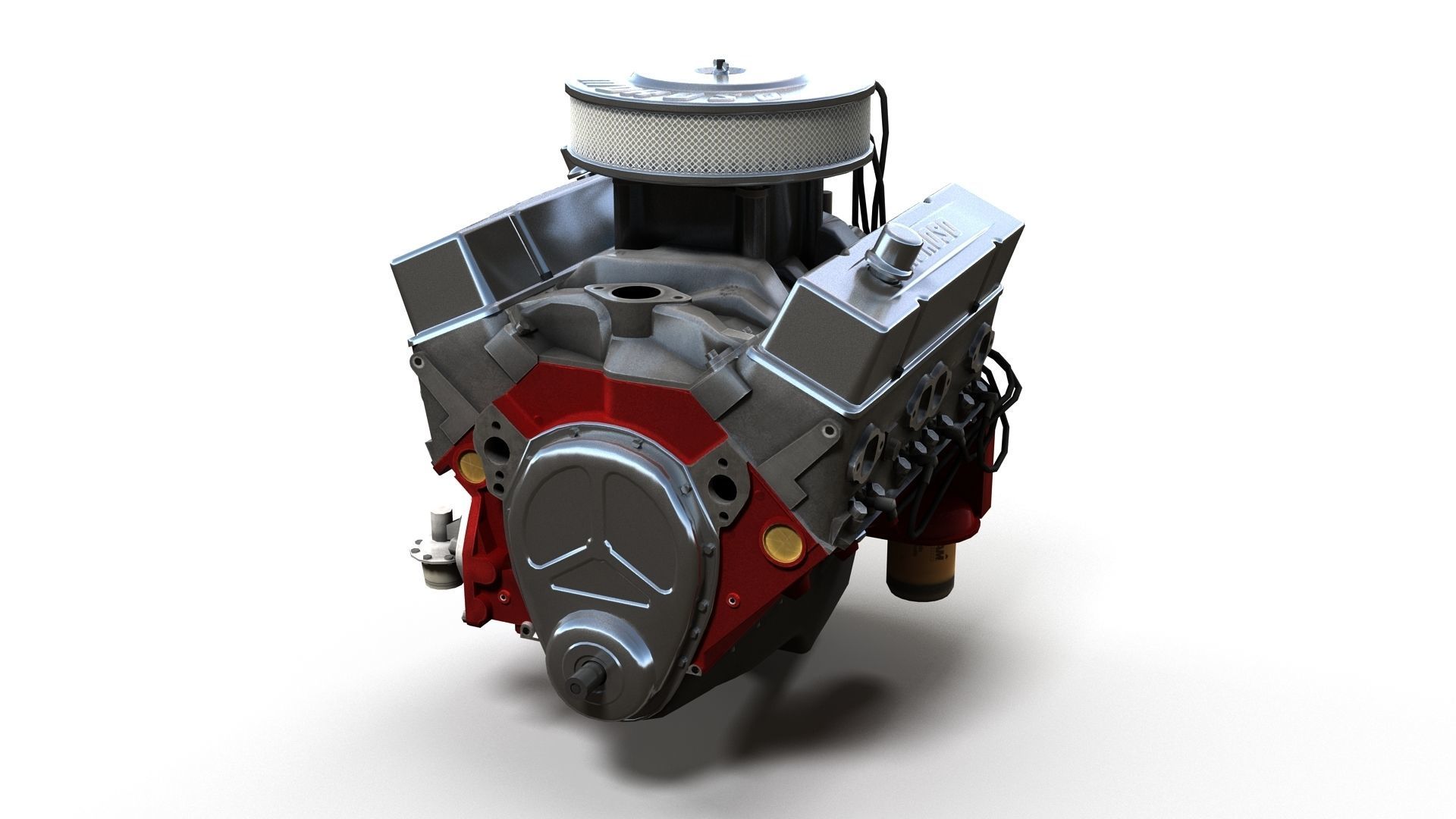 V8 muscle car engine Low-poly 3D model_35