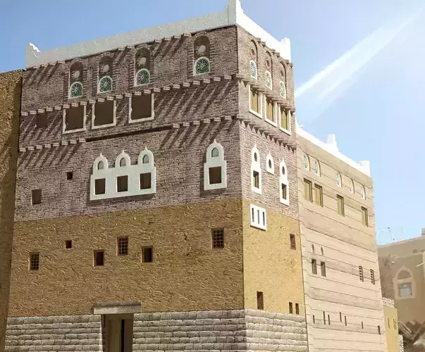 Historical Yemeni house - with high detailed exterior