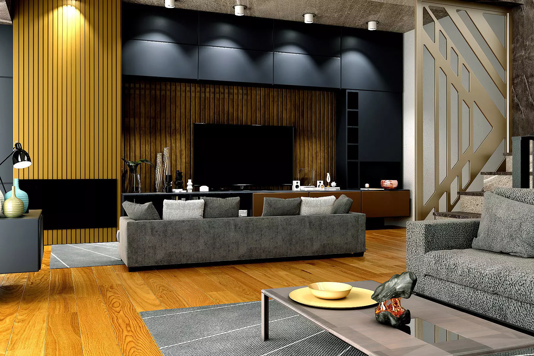 Modern interior scene 3D model_0