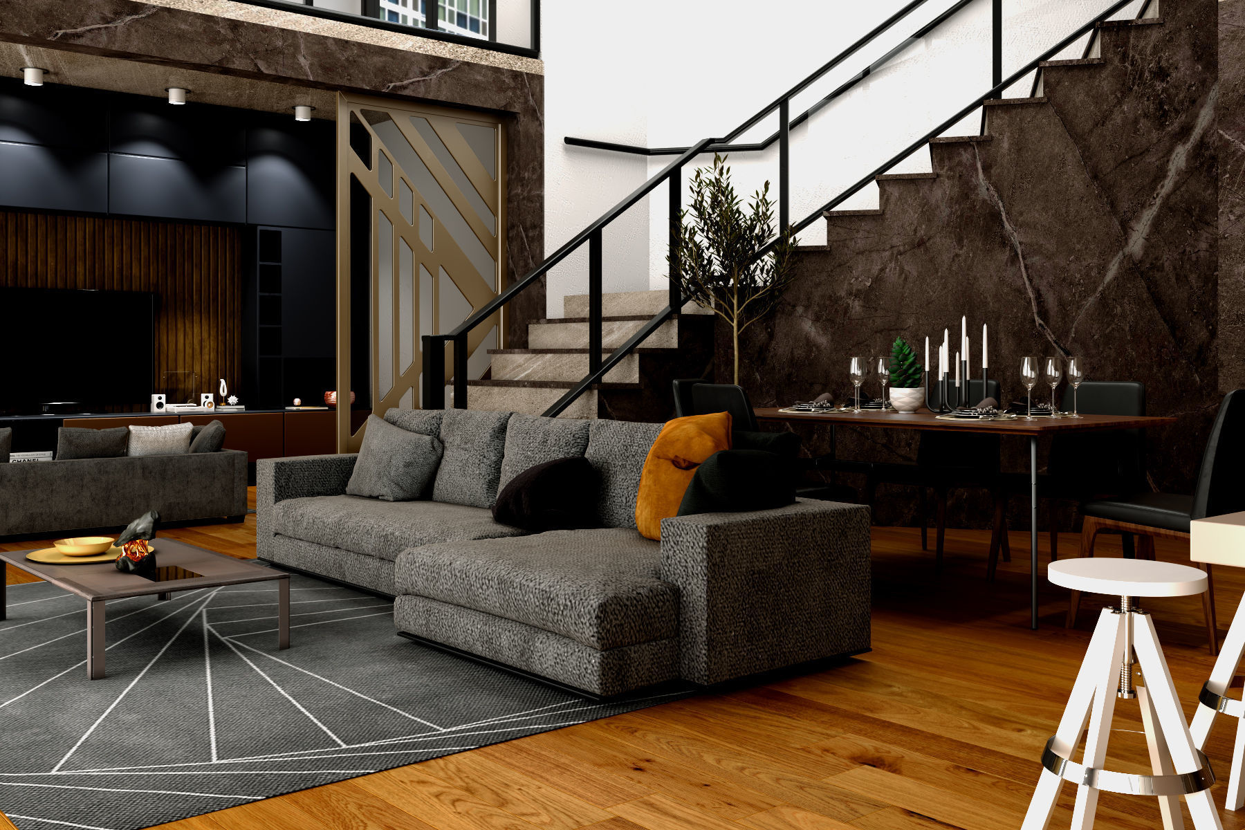 Modern interior scene 3D model_3