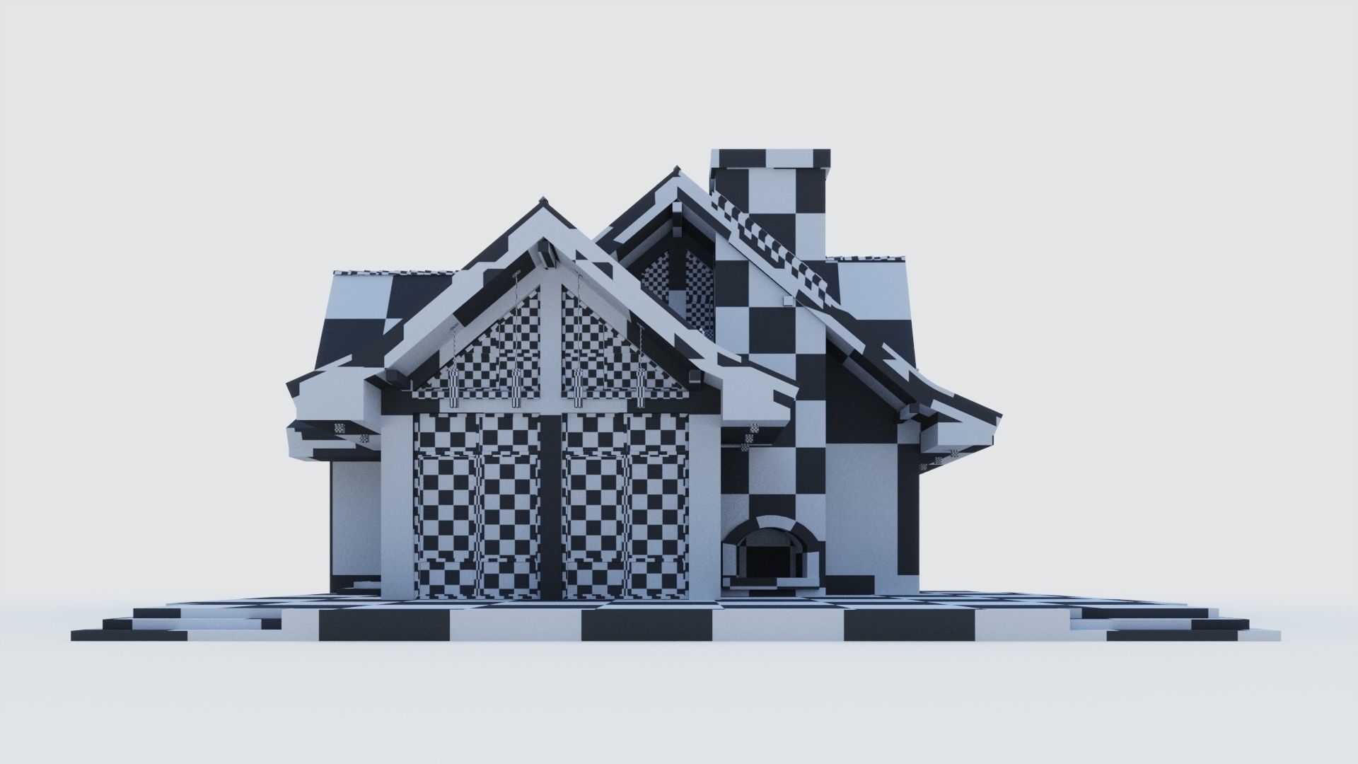 Modern half-timbered house with a residential attic 3D model_15
