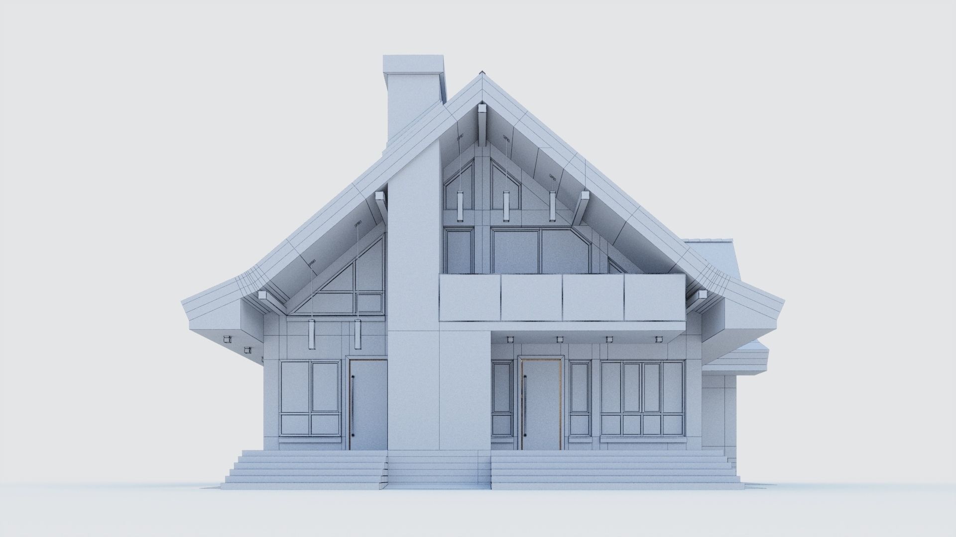 Modern half-timbered house with a residential attic 3D model_23