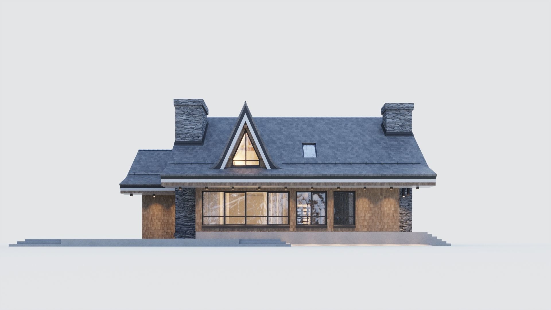 Modern half-timbered house with a residential attic 3D model_6