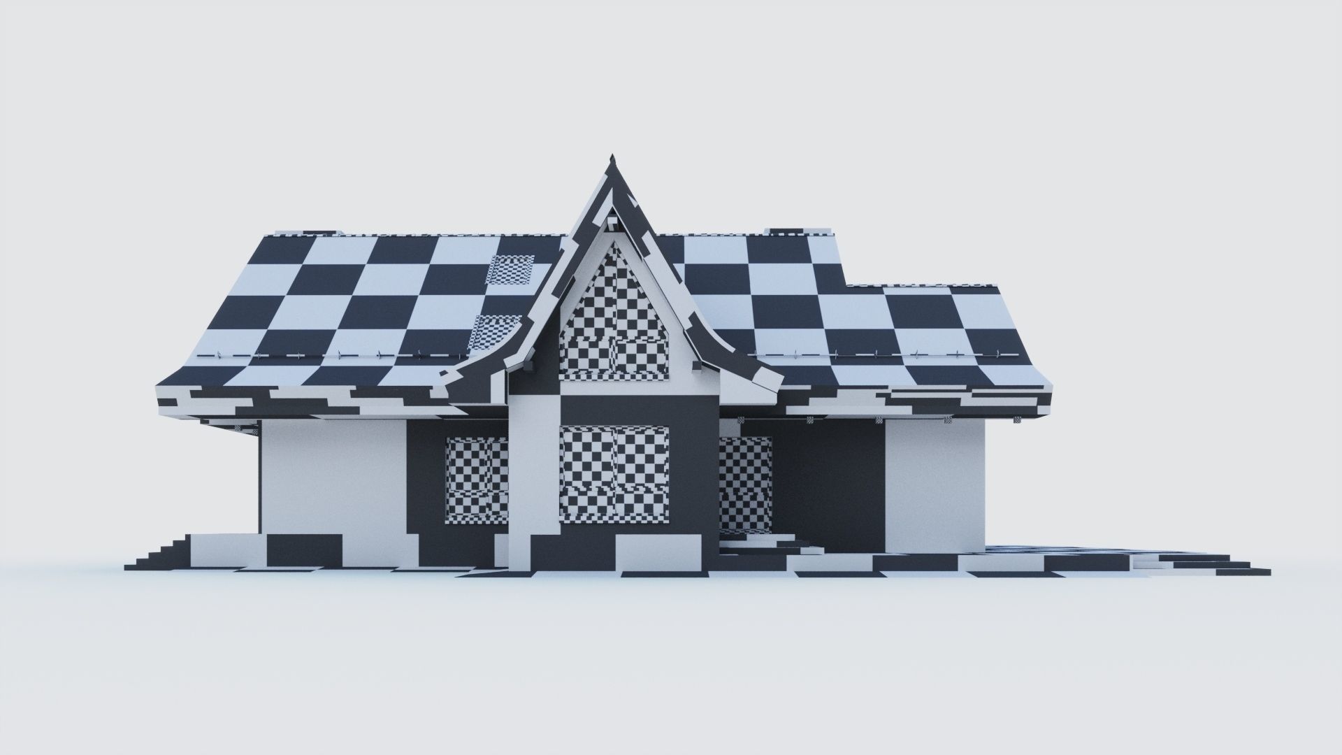Modern half-timbered house with a residential attic 3D model_14