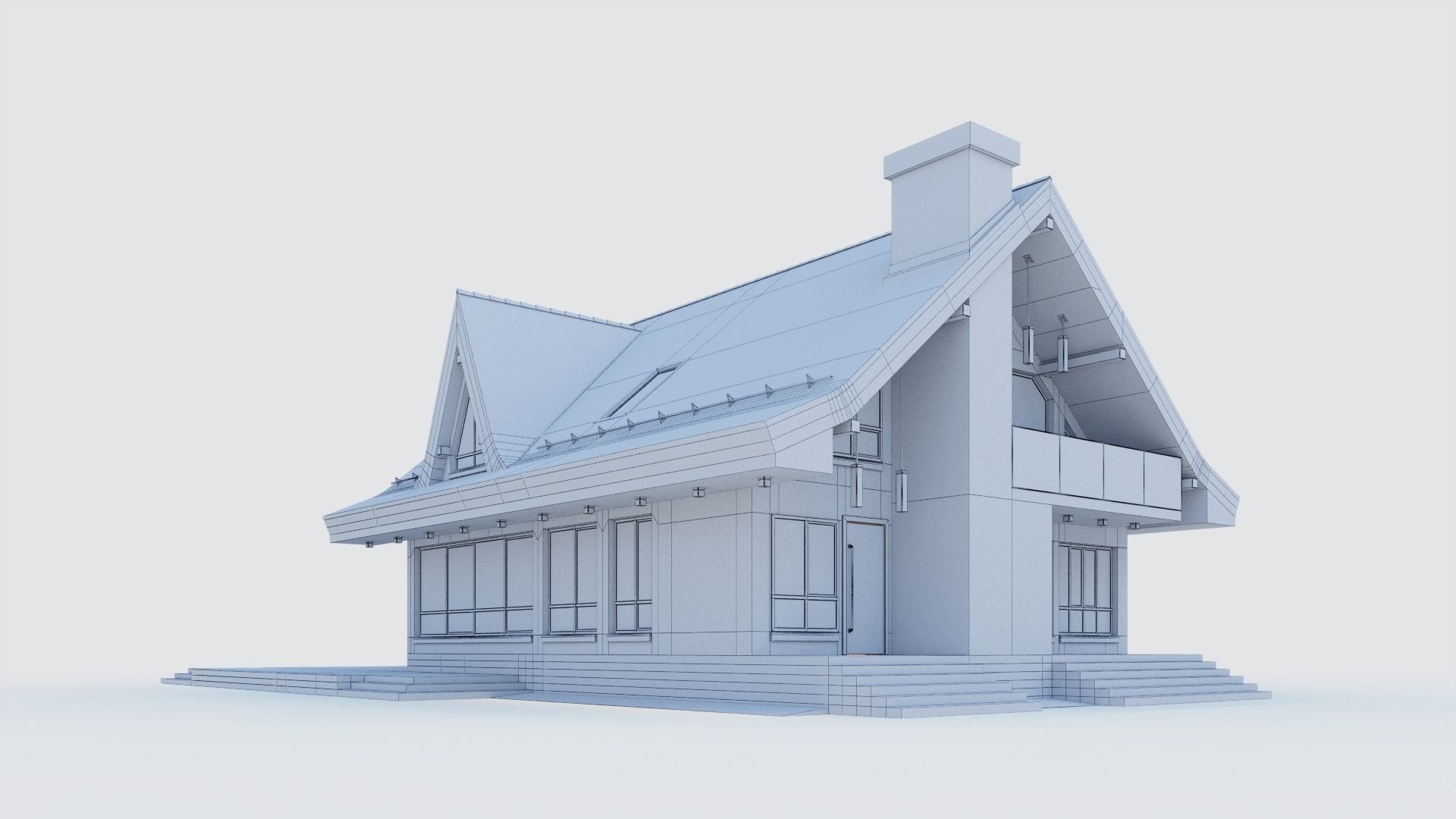 Modern half-timbered house with a residential attic 3D model_29