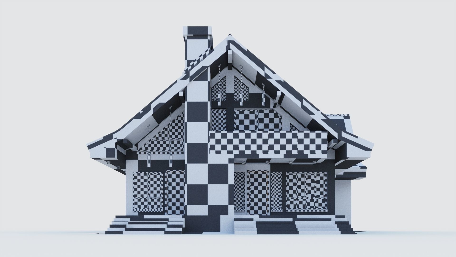 Modern half-timbered house with a residential attic 3D model_12