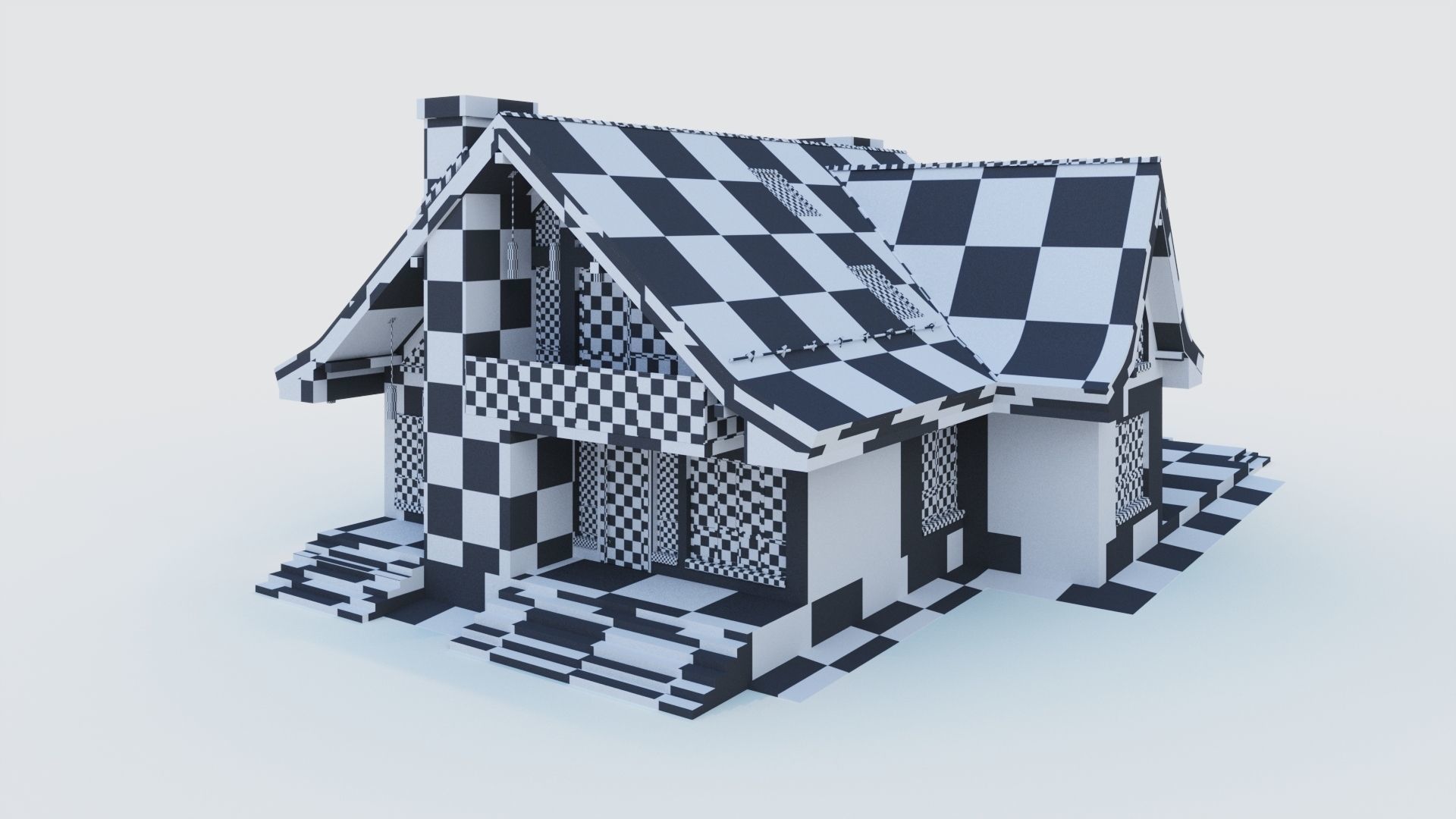 Modern half-timbered house with a residential attic 3D model_20