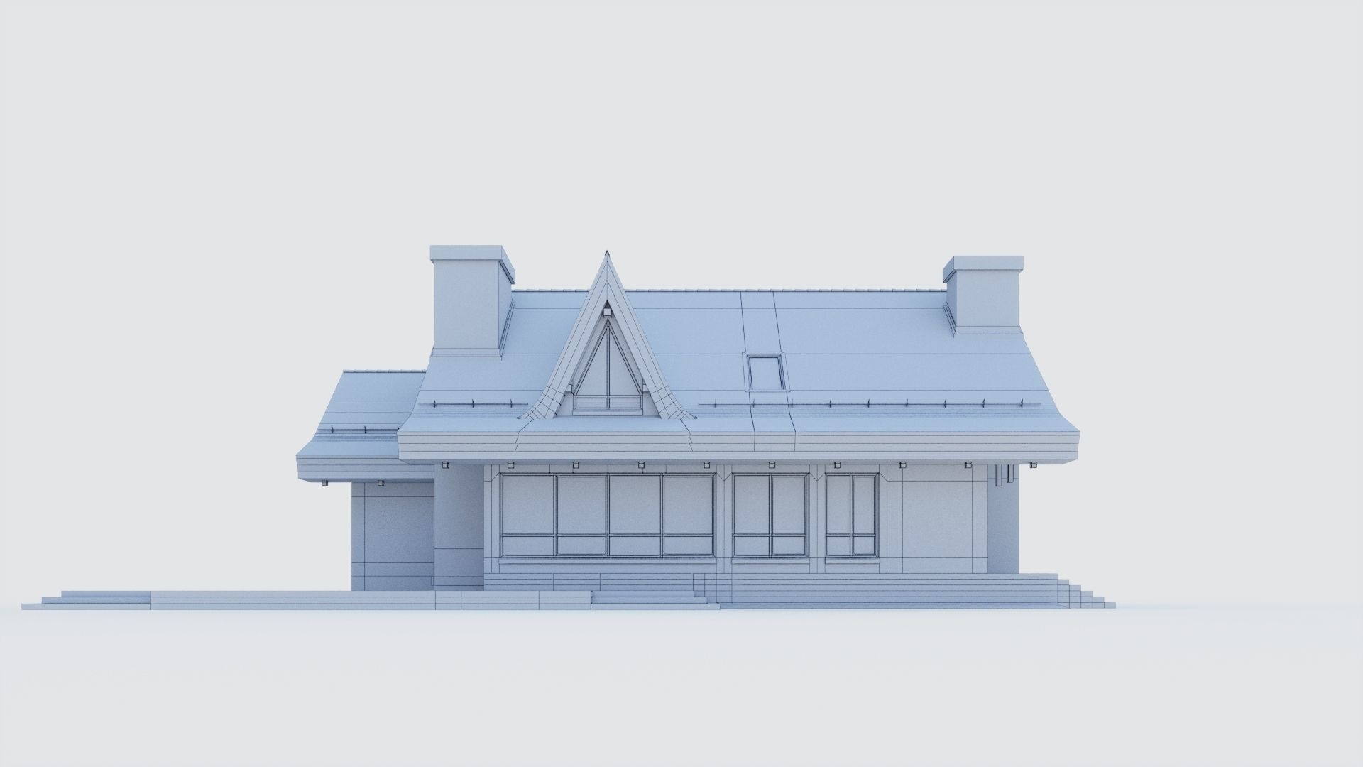 Modern half-timbered house with a residential attic 3D model_28