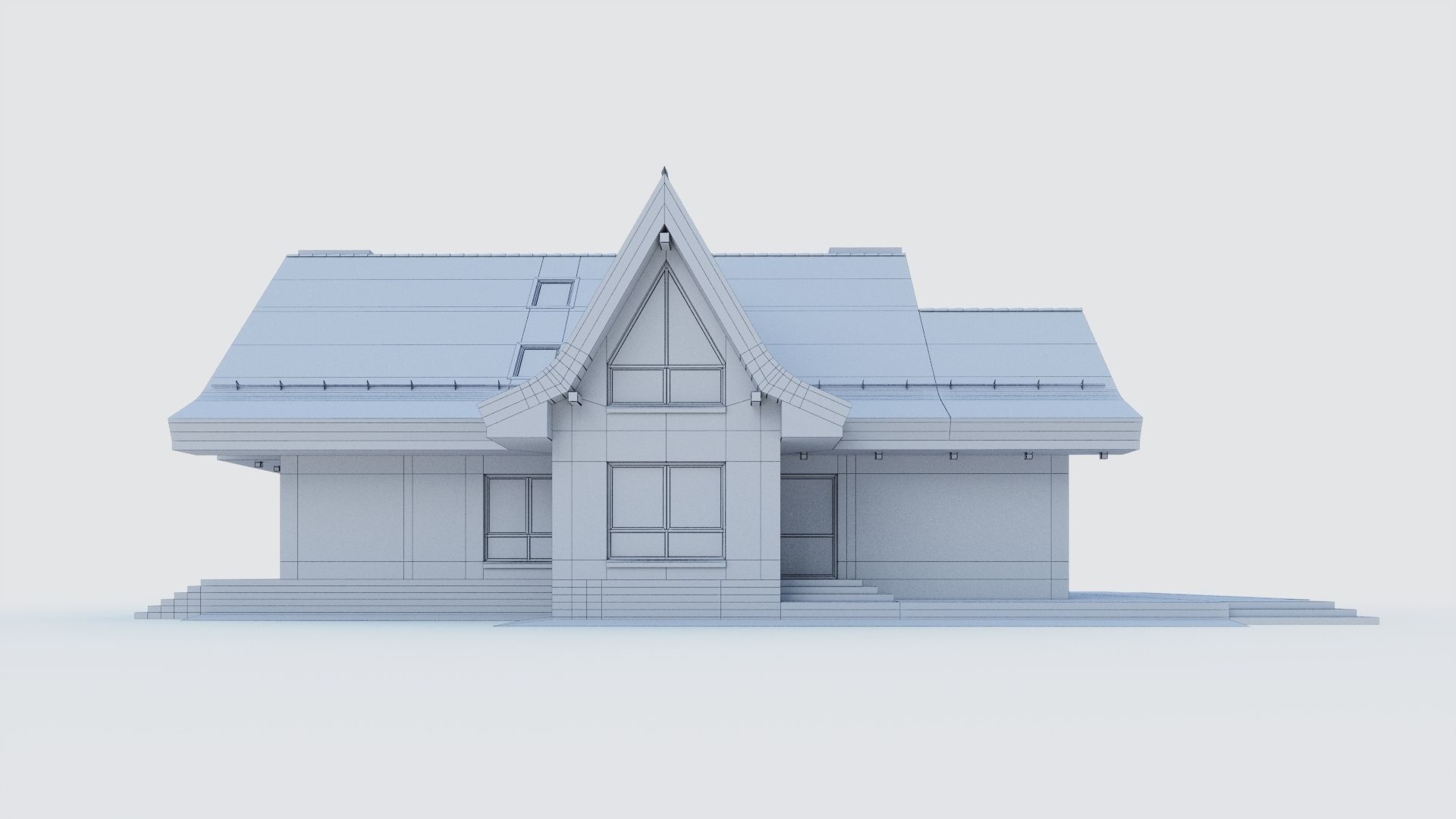 Modern half-timbered house with a residential attic 3D model_25
