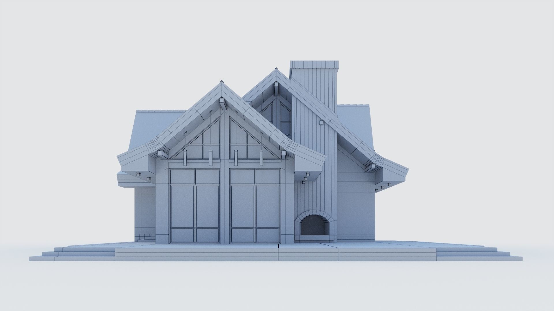 Modern half-timbered house with a residential attic 3D model_26