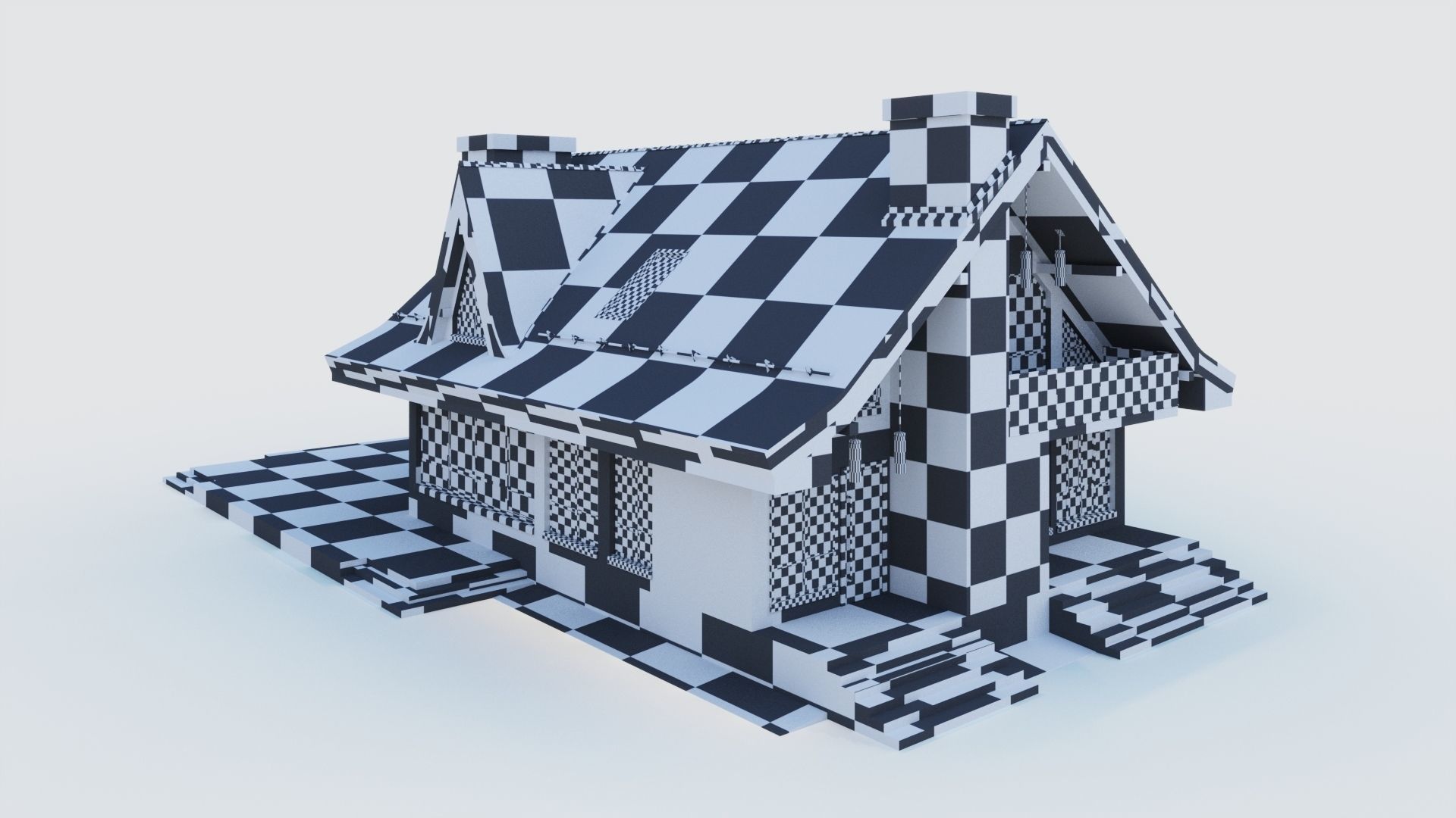 Modern half-timbered house with a residential attic 3D model_19