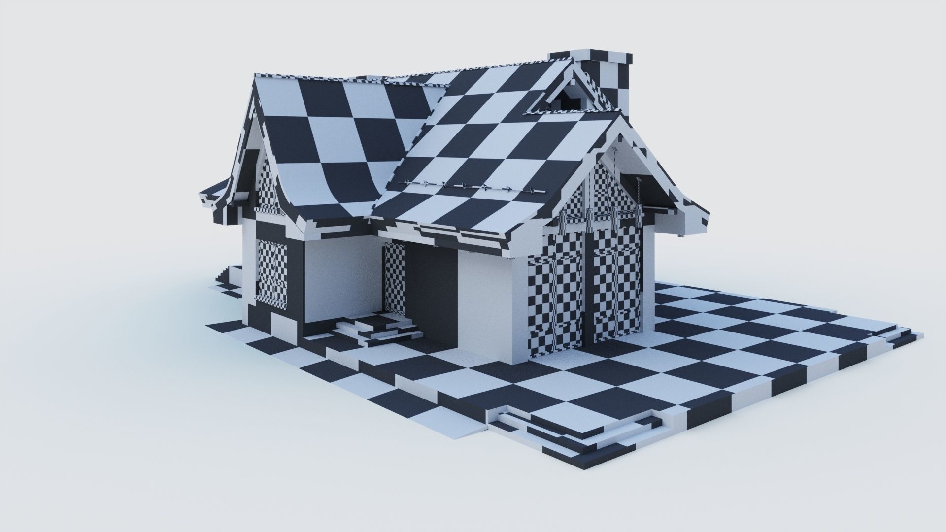 Modern half-timbered house with a residential attic 3D model_21