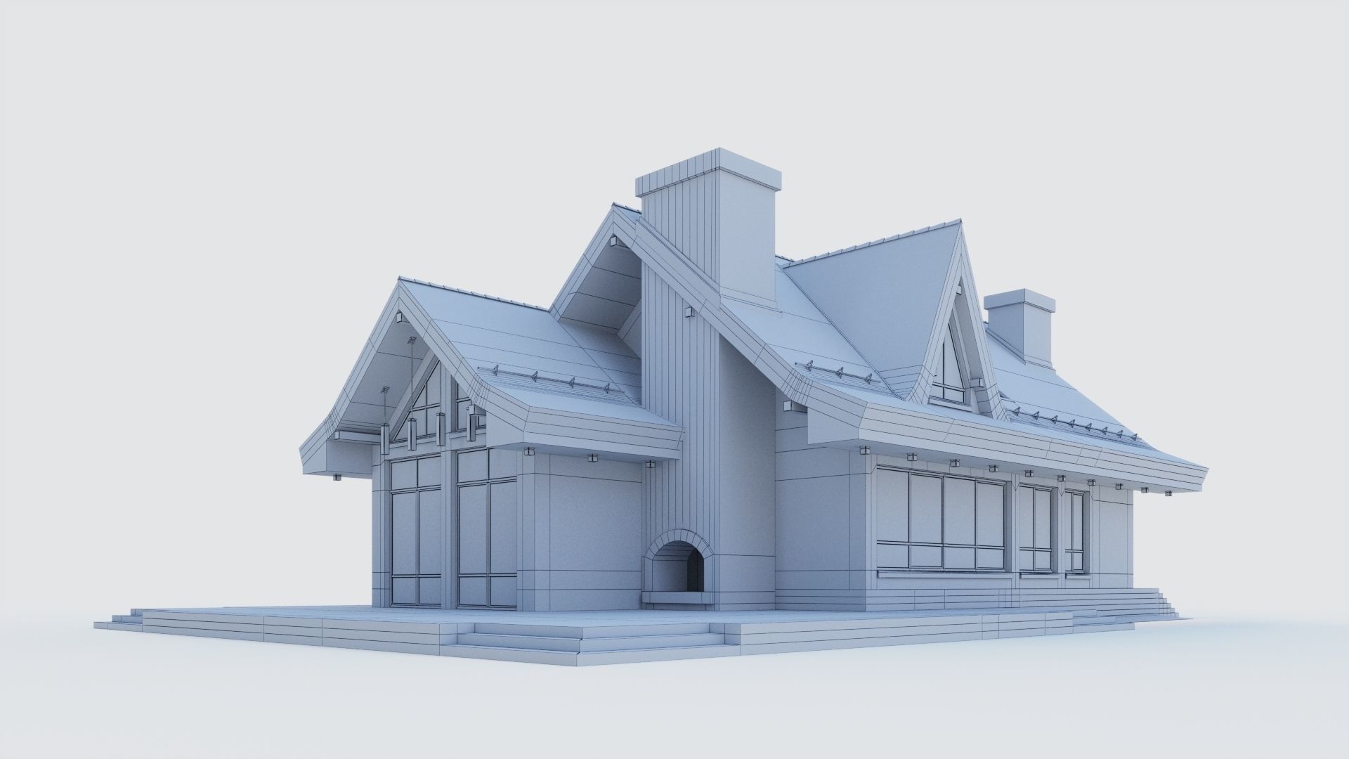 Modern half-timbered house with a residential attic 3D model_27