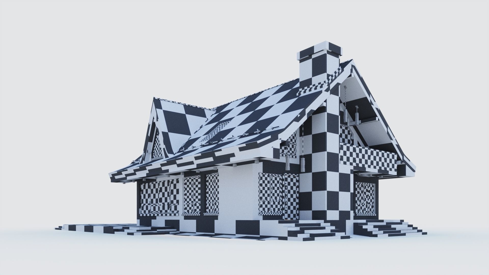 Modern half-timbered house with a residential attic 3D model_18