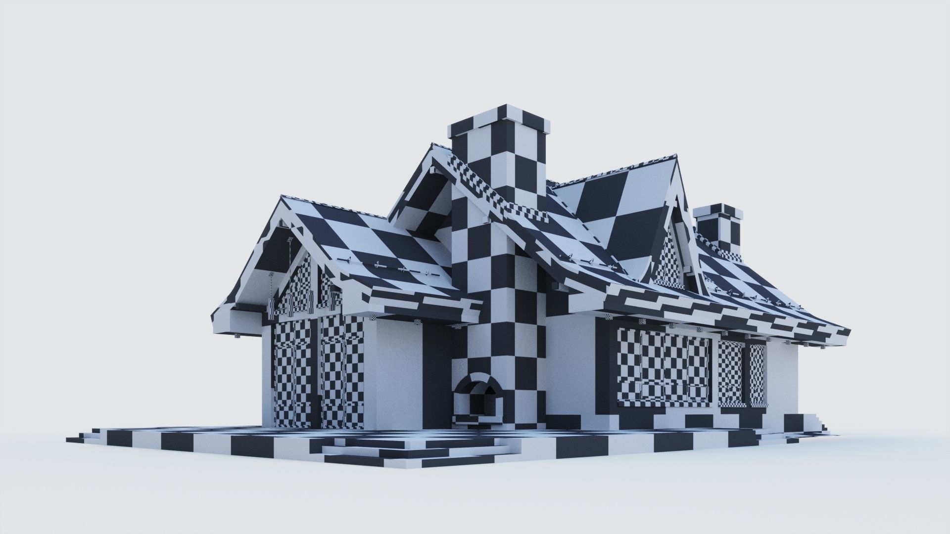 Modern half-timbered house with a residential attic 3D model_16