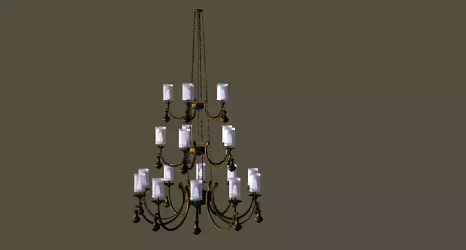 light ornate chandelier with lot of candles Free 3D print model