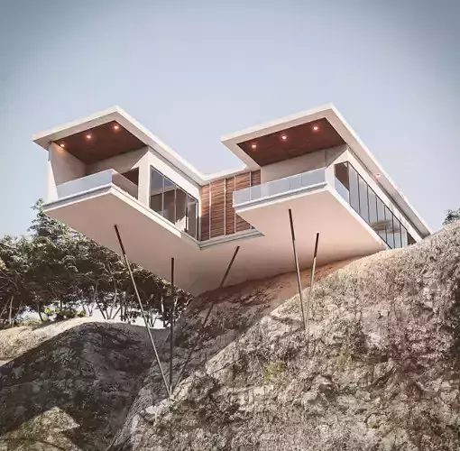 Hill House 01 Low-poly 3D model