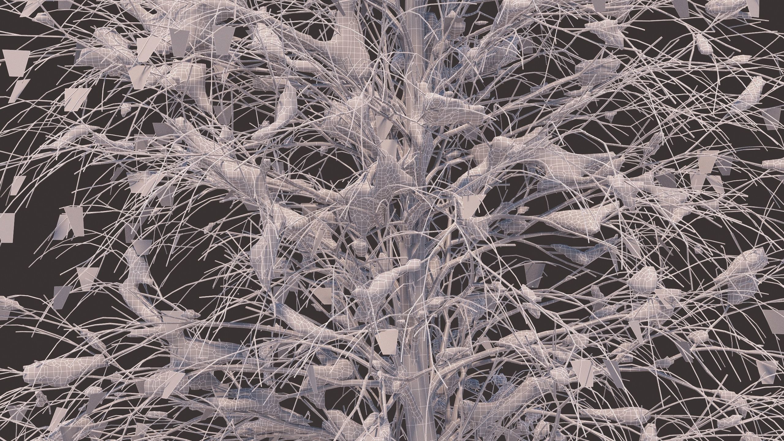 Winter birches with snow 3D model_15