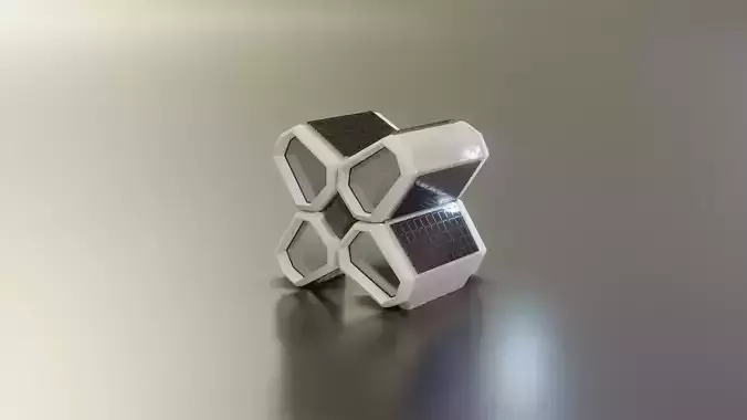 Sci Fi Prop - Solar Panels - Container - Generator Low-poly 3D model