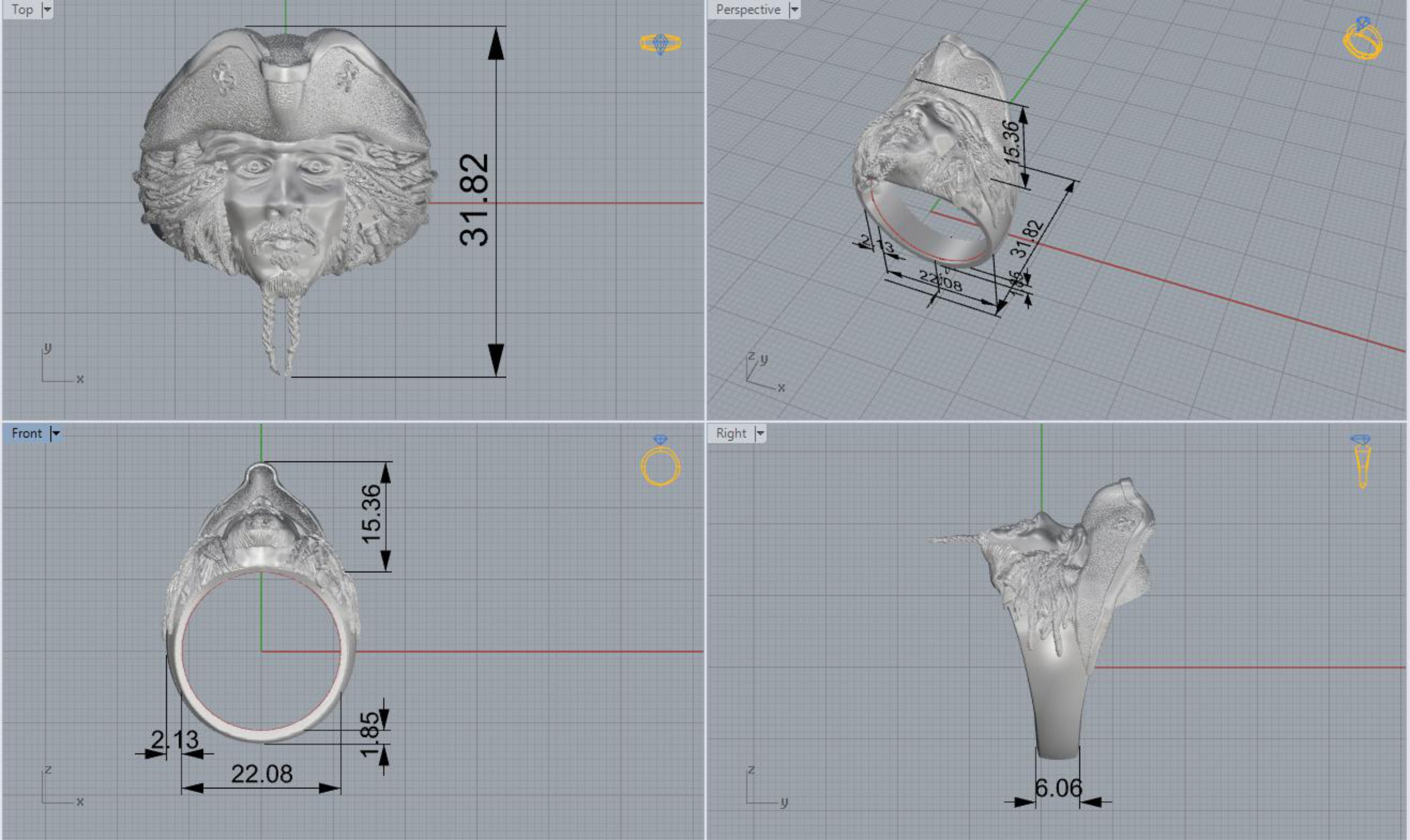 JACK SPARROW RING  3D print model_5