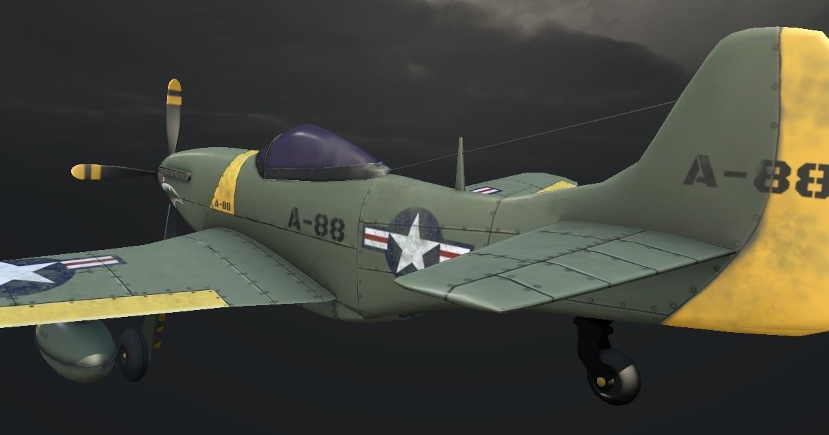 P-51 Mustang Hand-Painted Low-poly 3D model_4