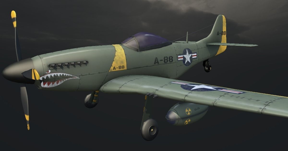 P-51 Mustang Hand-Painted Low-poly 3D model_1