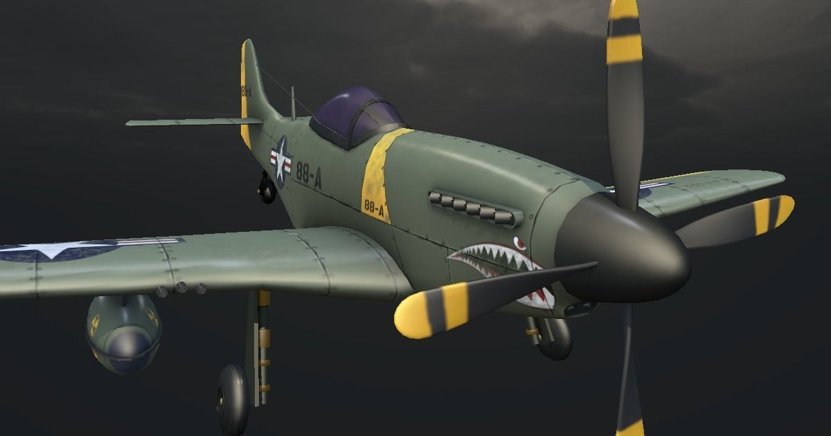 P-51 Mustang Hand-Painted Low-poly 3D model_7