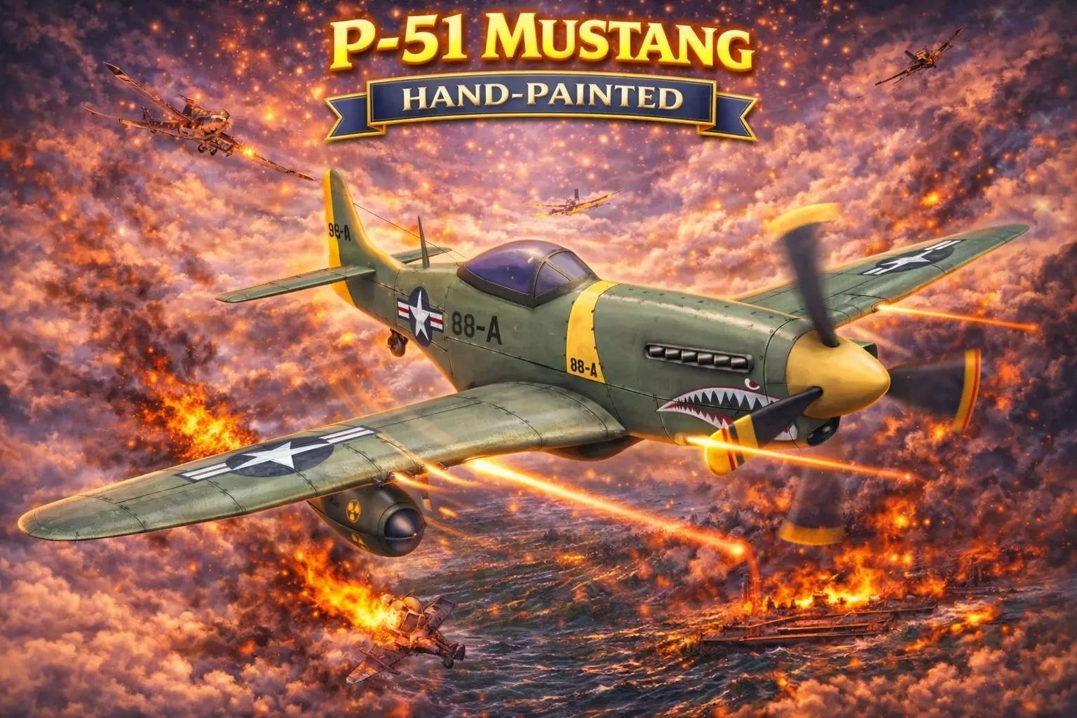 P-51 Mustang Hand-Painted Low-poly 3D model