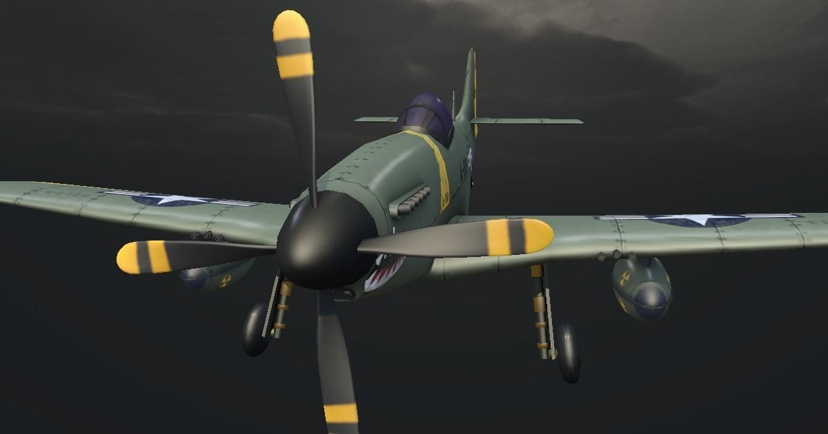 P-51 Mustang Hand-Painted Low-poly 3D model_5