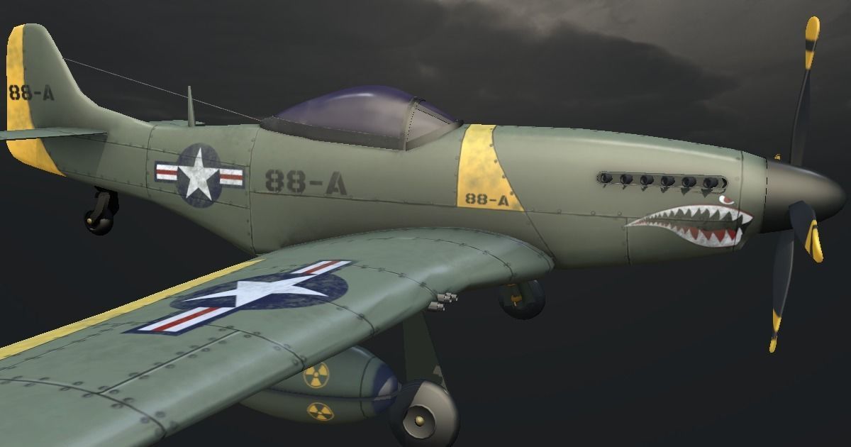 P-51 Mustang Hand-Painted Low-poly 3D model_3