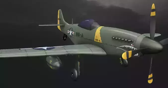 P-51 Mustang Hand-Painted Low-poly 3D model
