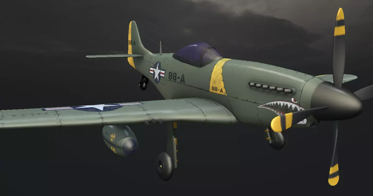 P-51 Mustang Hand-Painted Low-poly 3D model_0