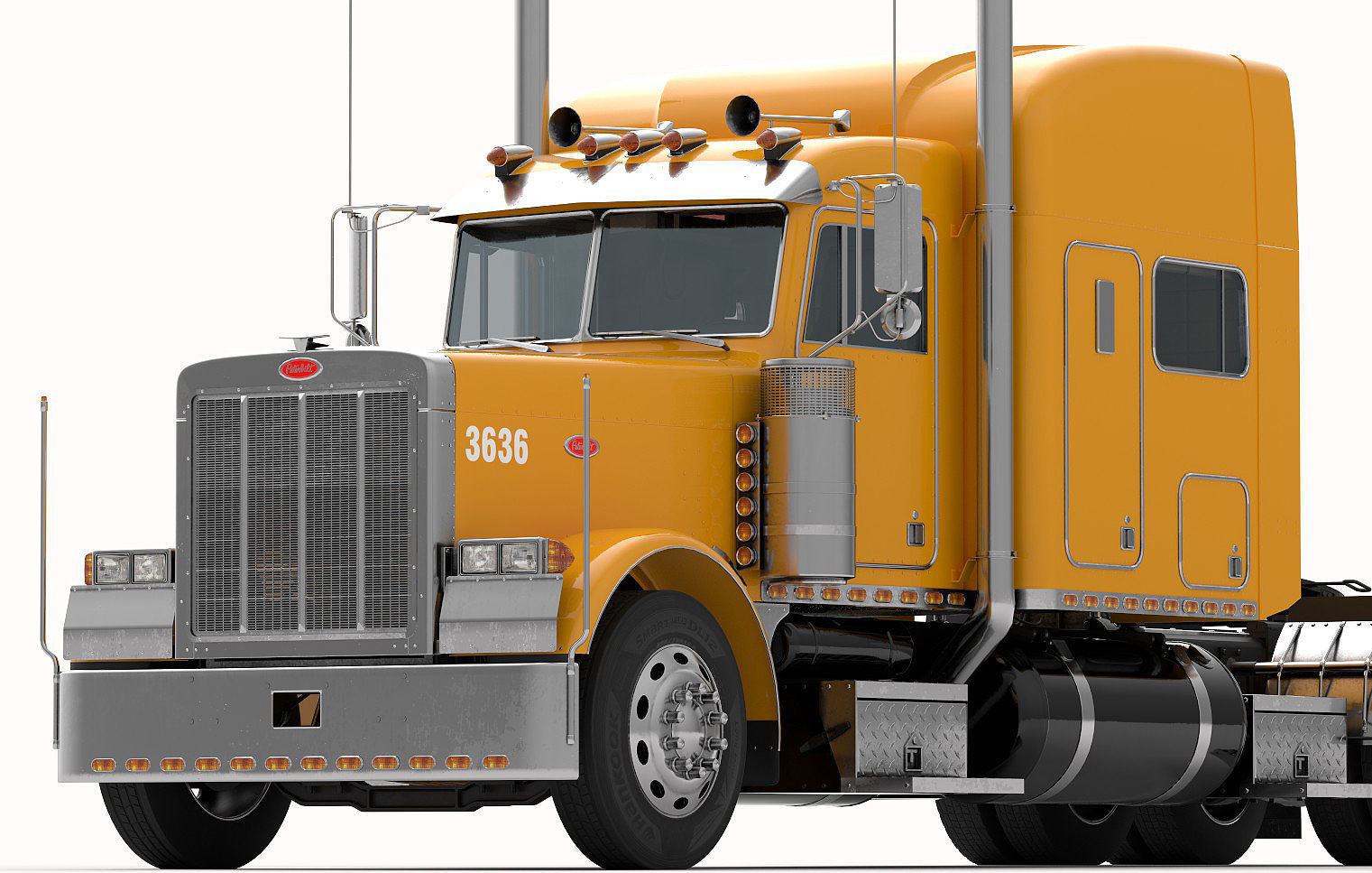 Detailed Peterbilt 379 with interior 3D model