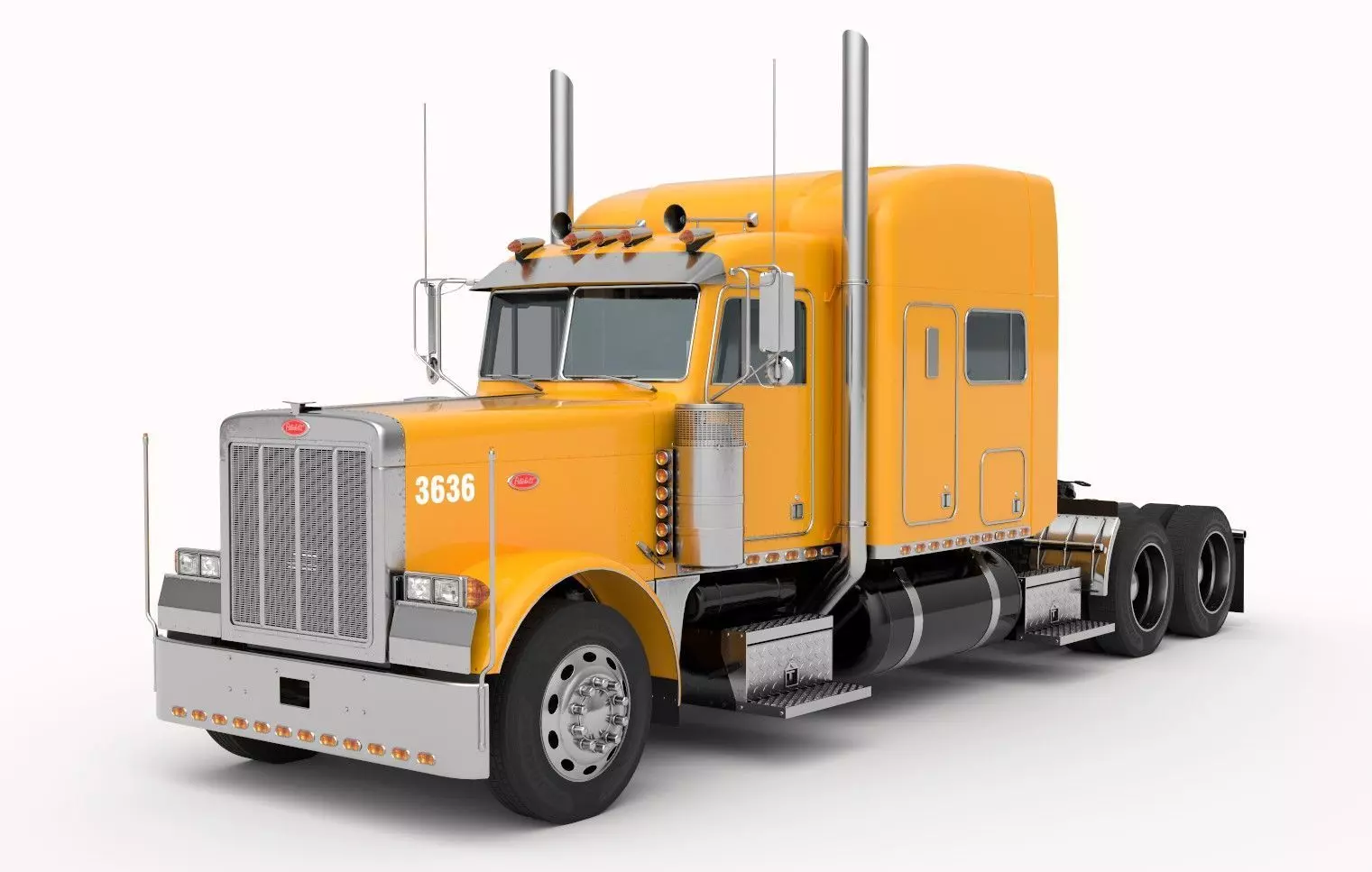 Detailed Peterbilt 379 with interior 3D model