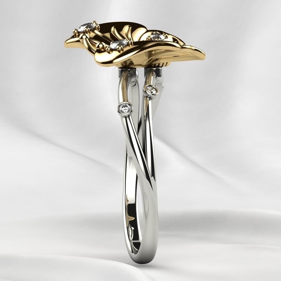 Butterfly Gold Ring 3D print model_22
