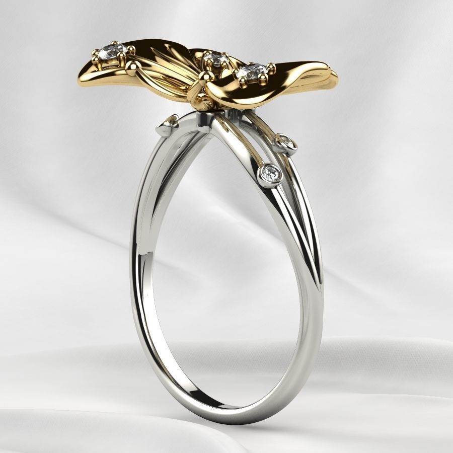 Butterfly Gold Ring 3D print model_24