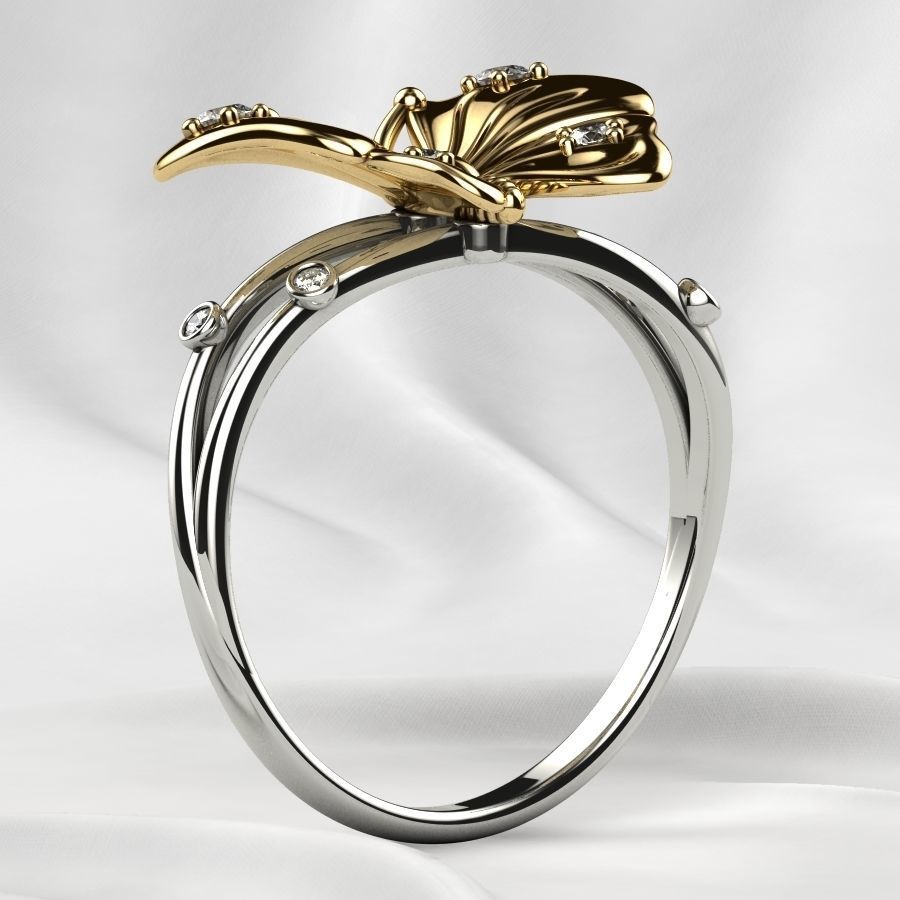 Butterfly Gold Ring 3D print model_18
