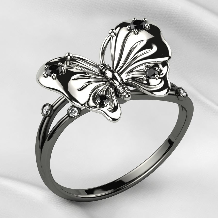Butterfly Gold Ring 3D print model_4