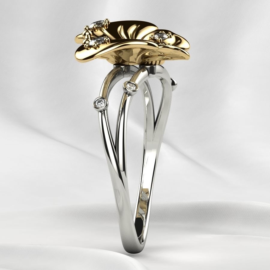 Butterfly Gold Ring 3D print model_21