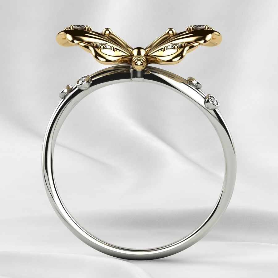 Butterfly Gold Ring 3D print model_15