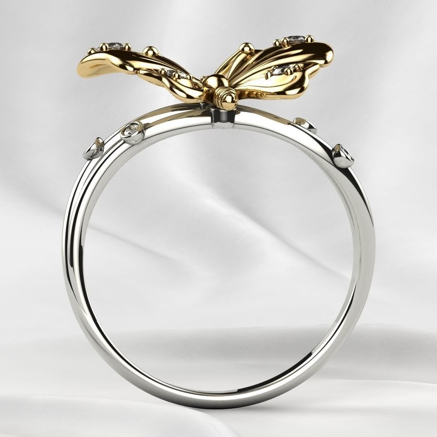 Butterfly Gold Ring 3D print model_16