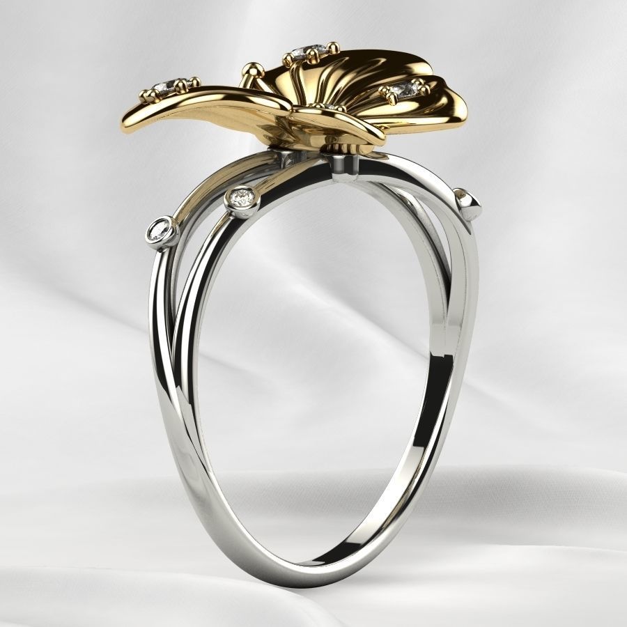 Butterfly Gold Ring 3D print model_19