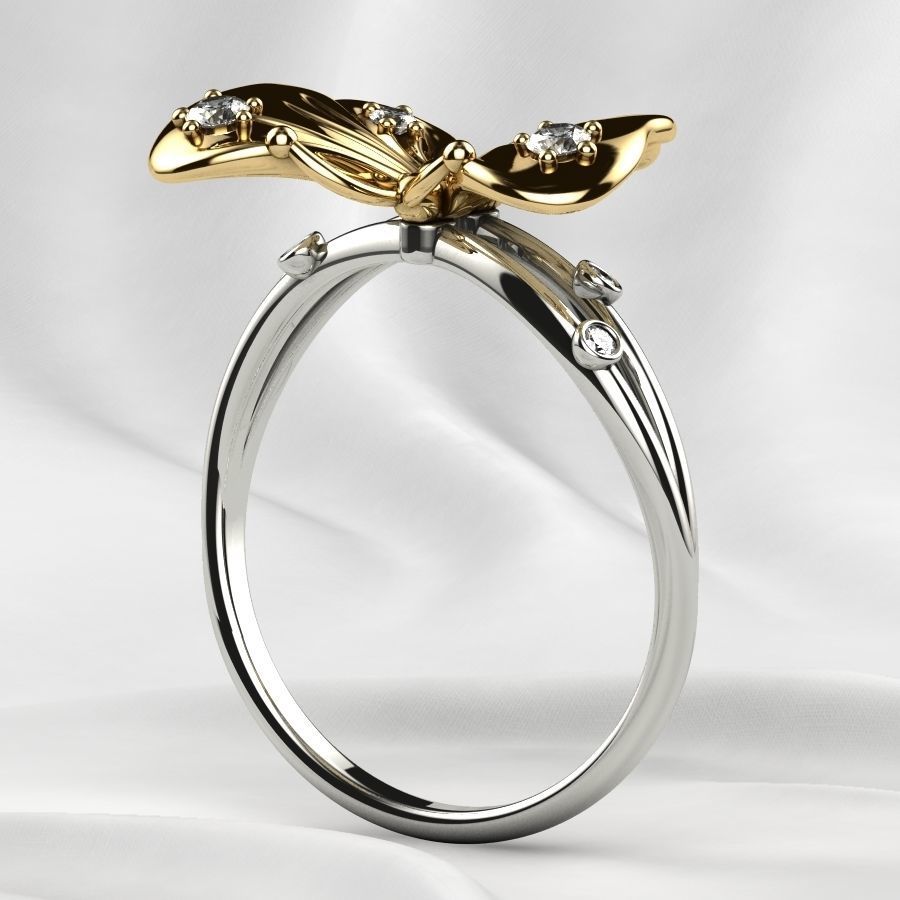 Butterfly Gold Ring 3D print model_25