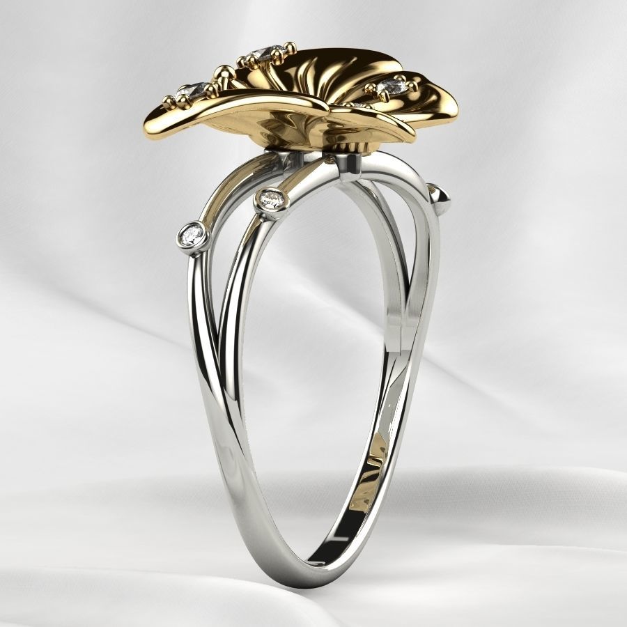 Butterfly Gold Ring 3D print model_20
