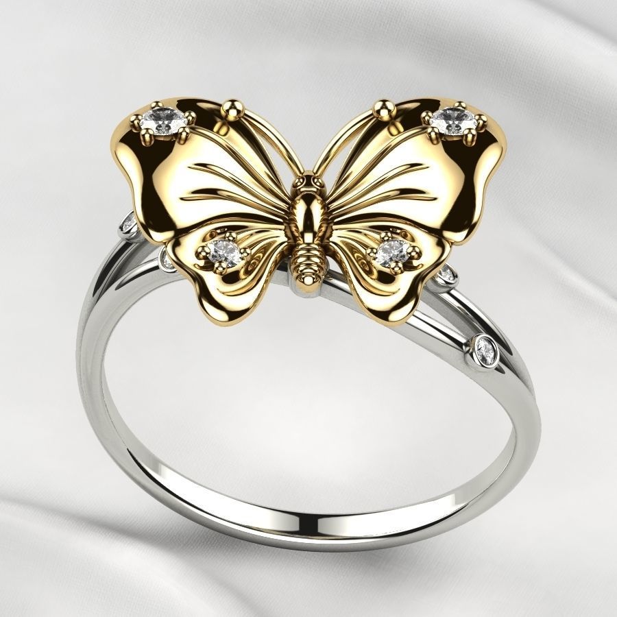 Butterfly Gold Ring 3D print model_13