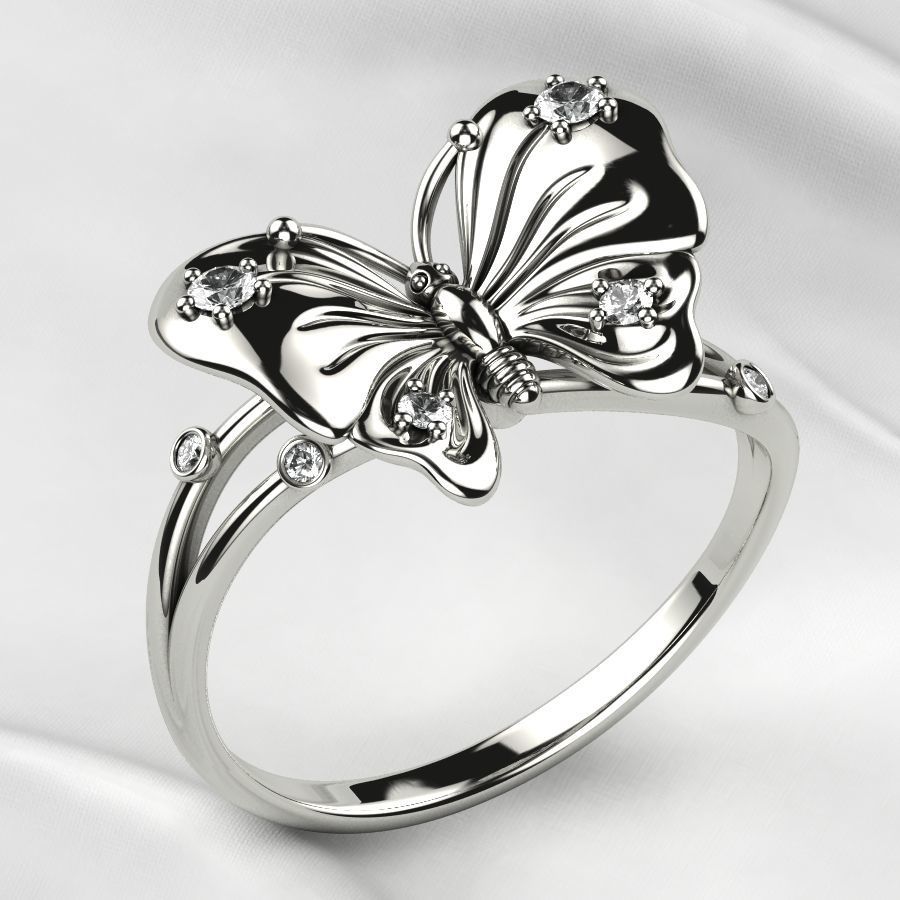 Butterfly Gold Ring 3D print model_3
