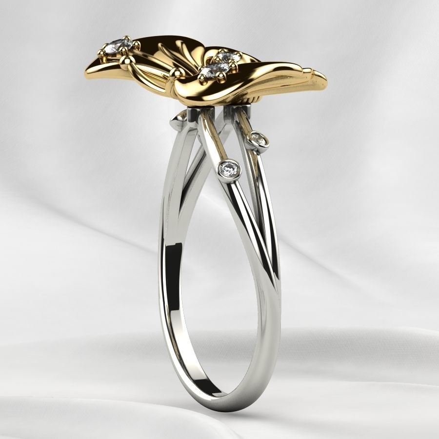Butterfly Gold Ring 3D print model_23